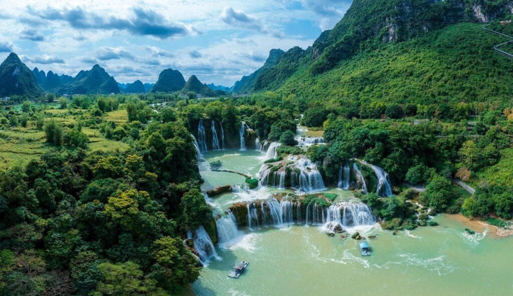 Vietnam Motorcycle Tour to Ban Gioc Waterfall: Ride to One of Vietnam’s Most Breathtaking Natural Wonders Ban Gioc Waterfall 2 1024x591 - Vietnam Motorcycle Tour to Ban Gioc Waterfall: Ride to One of Vietnam’s Most Breathtaking Natural Wonders